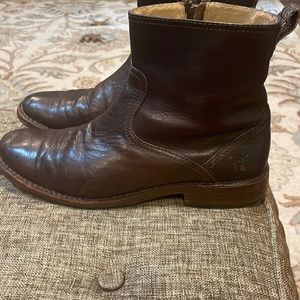 Mens FRYE half zip boots - brown leather